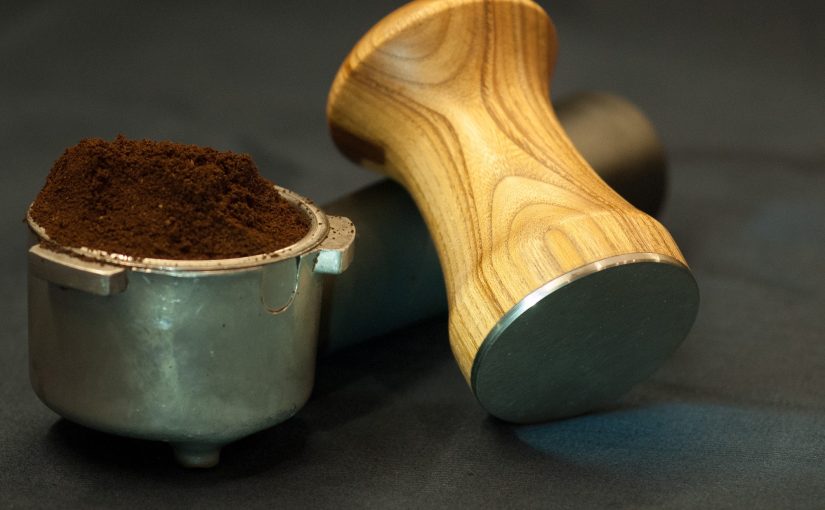 Elm and stainless steel espresso tamper