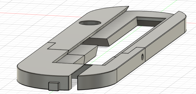 CAD rendering of the tablesaw throat insert, seen from the back