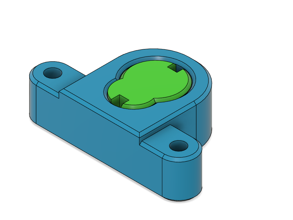 CAD rendering of custom mount for Custom Neck Mount for D'Addario Planet Waves Clip Free PW-CT-21 Guitar Tuner