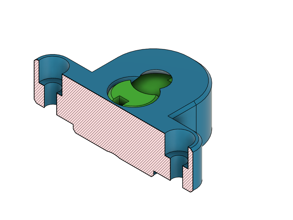CAD rendering of cross section of custom mount for Custom Neck Mount for D'Addario Planet Waves Clip Free PW-CT-21 Guitar Tuner